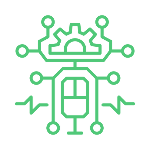 Neural Voice Interface Green Icon with a microphone and neural and network nodes depicting a voice interface.