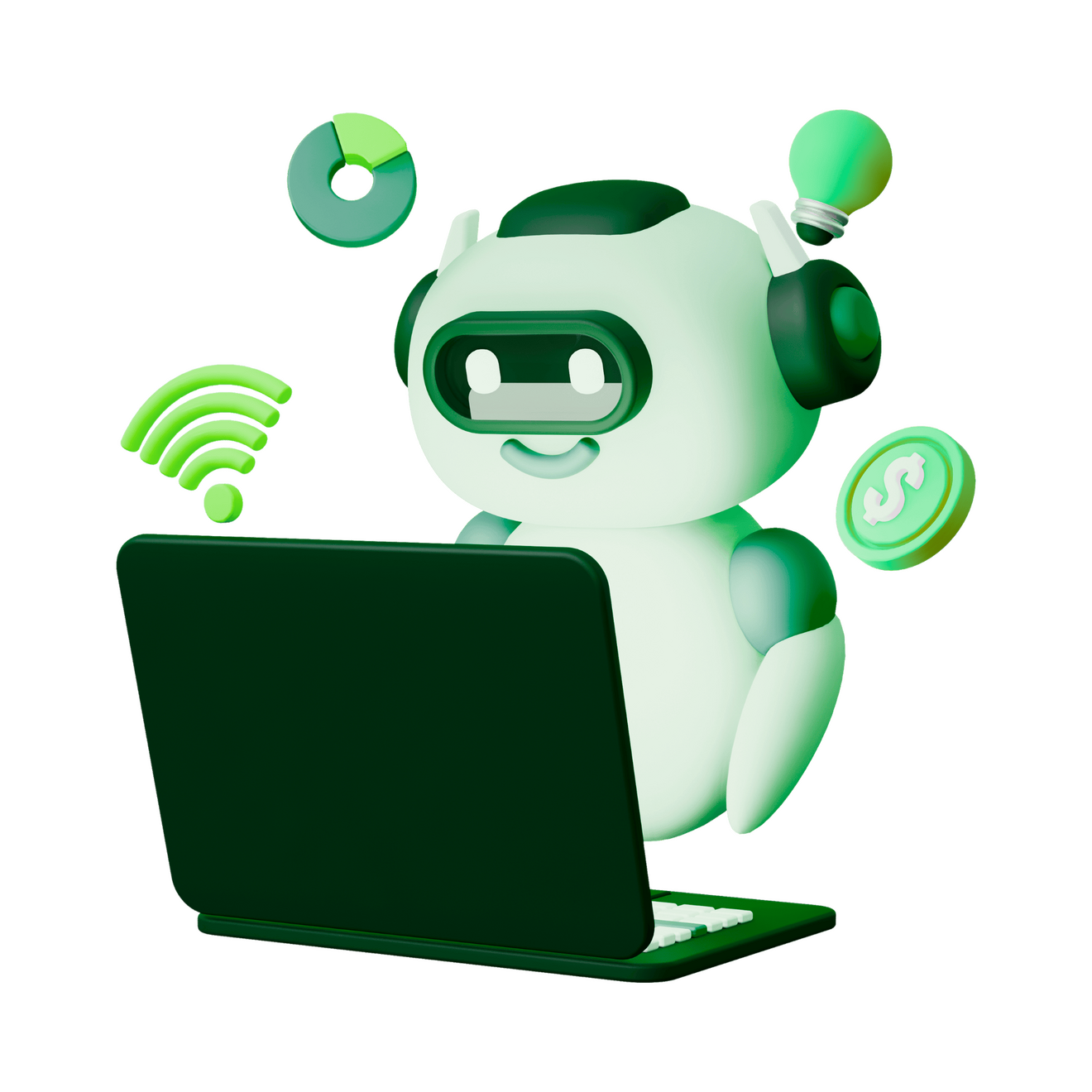 Autonomous Data Logic AI Robot with Laptop 3D